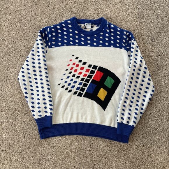 Microsoft Windows 95 Sweater Men XXXL White Pullover 2020 - Picture 1 of 5